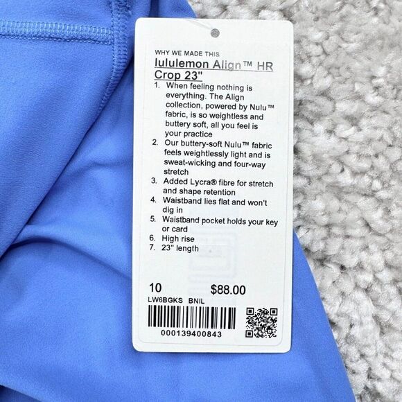 Lululemon Align High Rise Crop Legging Blue Nile 10 NEW - Picture 6 of 12